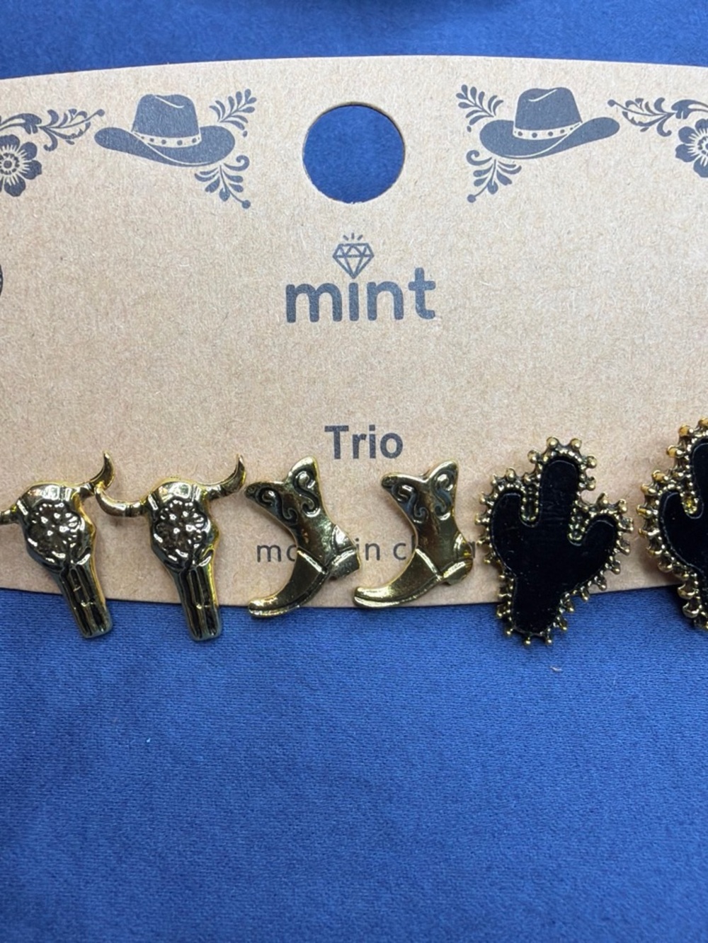 Western Stud Earring Set - Gold and Black